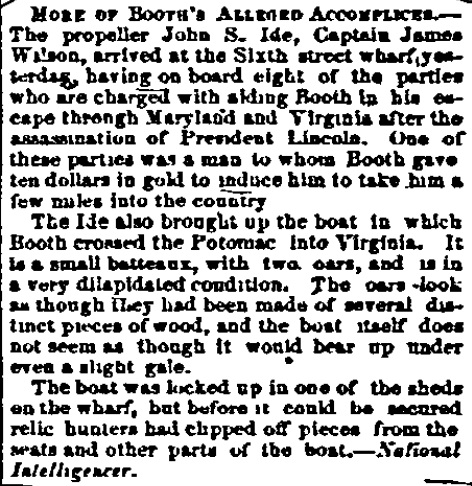 The North American (PA) May 5 1865 Booth's Boat