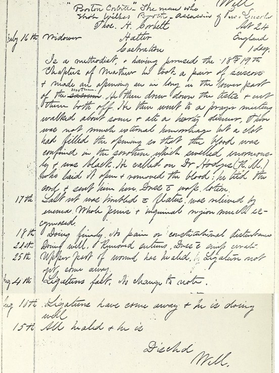 Corbett's Hospital Record