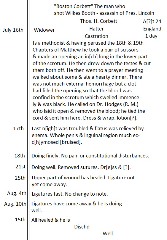 Corbett's Hospital Transcript