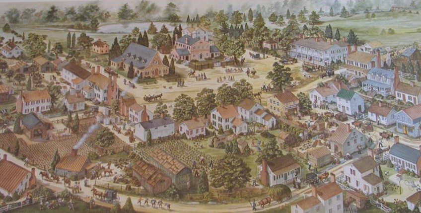 port tobacco historic village A drawing of Port Tobacco as it would have been circa 1870
