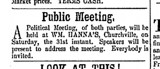 Meeting at Hanna's Oct 1857