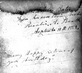 Rose's inscription to Izola Mills