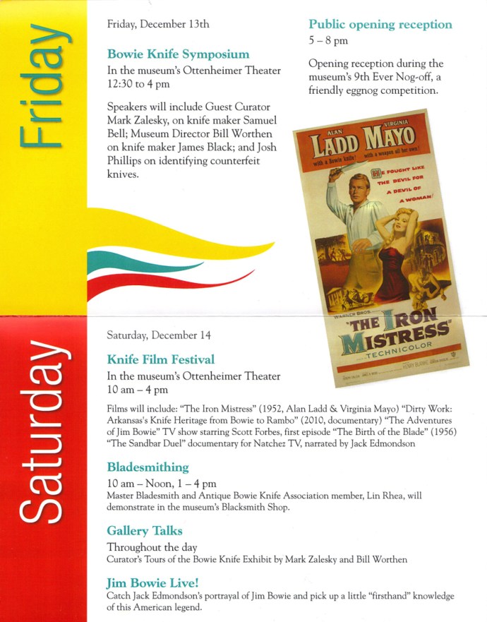 Bowie Knife Exhibit Events