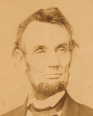 Photograph of Abraham Lincoln taken by Anthony Berger on February 9, 1864. This image appears on the current $5 bill.