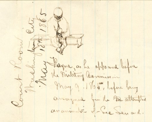Lew Wallace sketch of Lewis Powell, 5-9-1865, Special Collections, Pelletier Library, Allegheny College, Meadville, PA